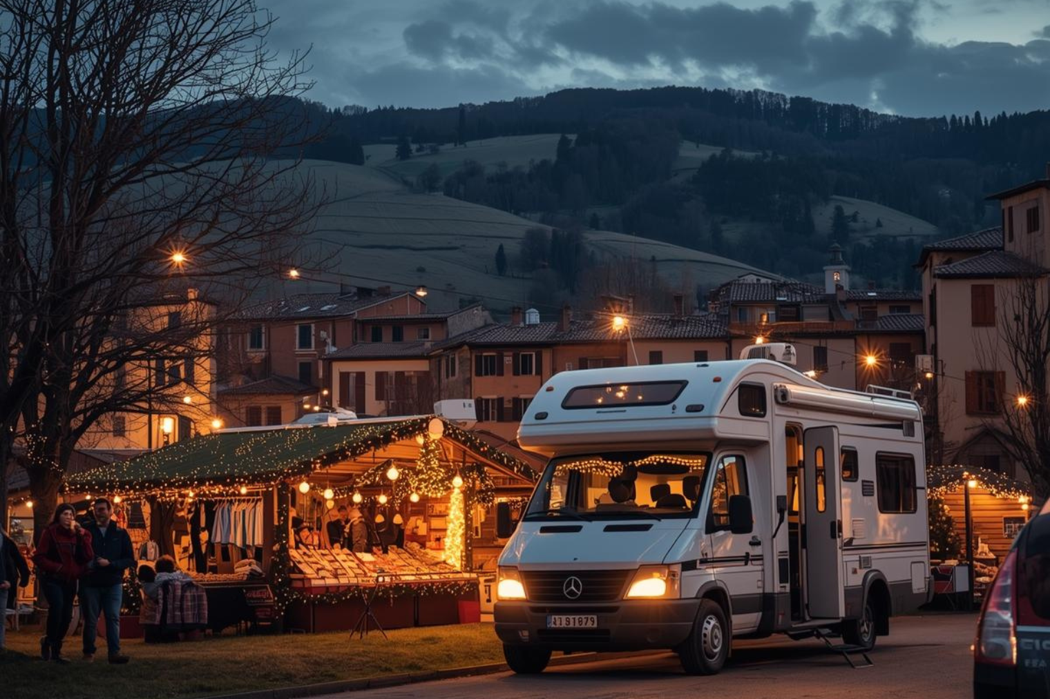 Natale in Camper Toscana – Area Sosta Chiusi in Camper Descrizione SEO: Vista dell’area sosta Chiusi in Camper, punto di partenza ideale per il Natale in Camper in Toscana.