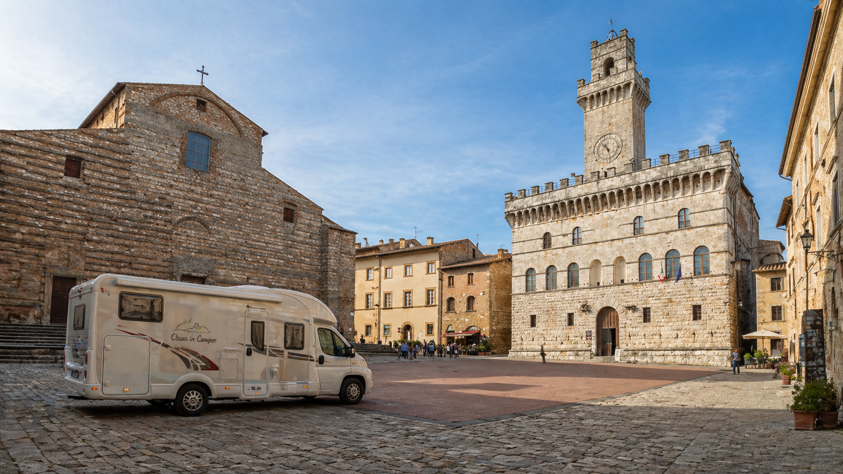 Area sosta camper Chiusi in Camper vista panoramica con piazzole attrezzate in Toscana