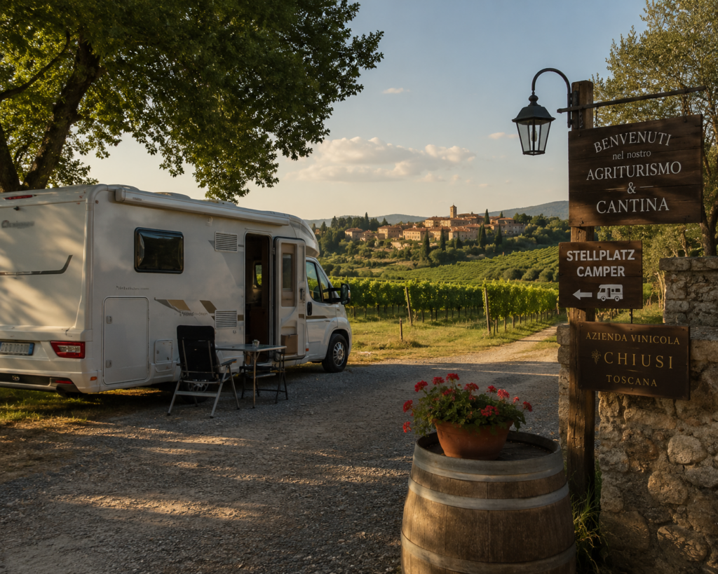 Campingplatz Toskana: der beste Stellplatz im Weingut nahe Val d’Orcia